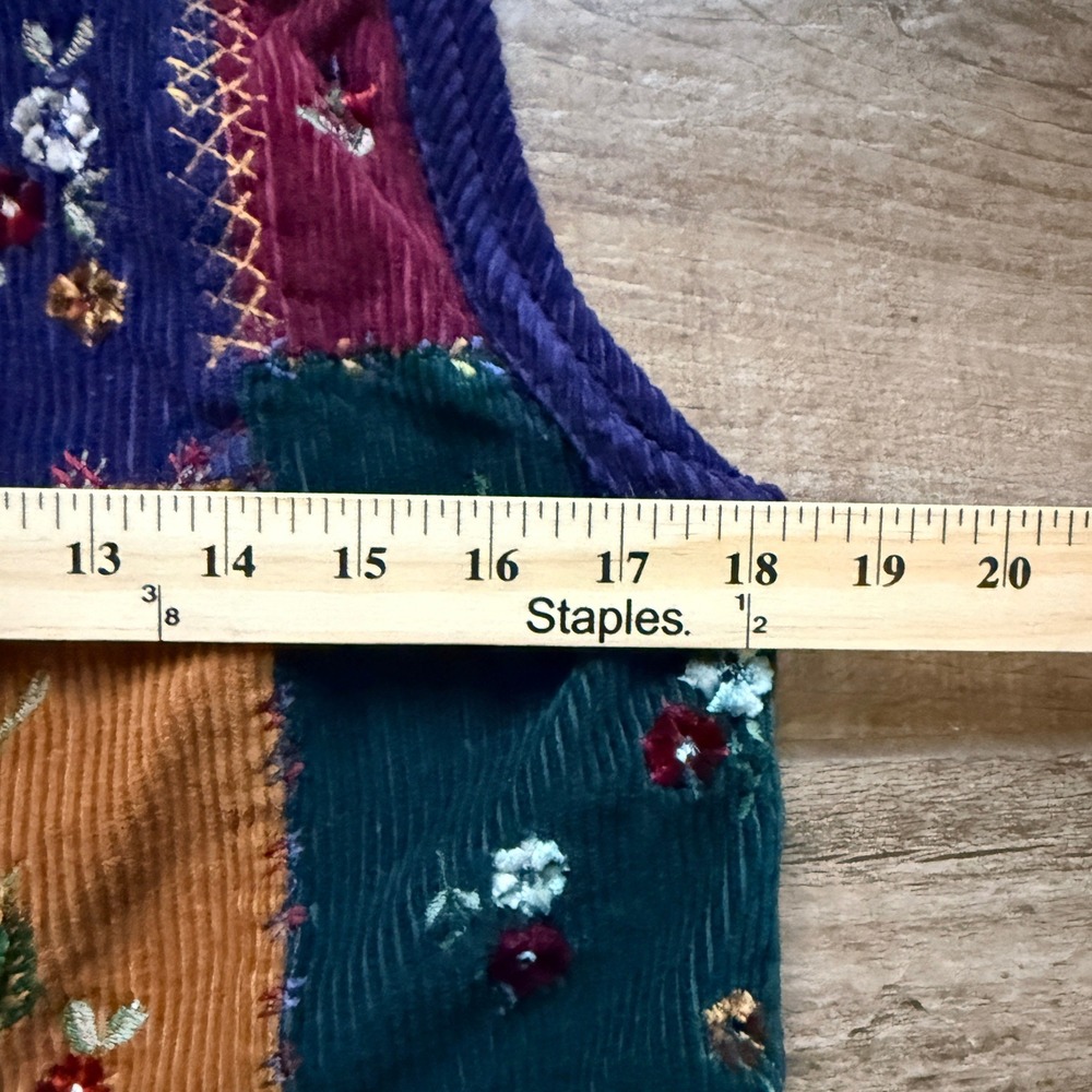 New Directions Women VTG Cottagecore Floral Patchwork Corduroy Vest,Multicolor,S - Picture 10 of 10